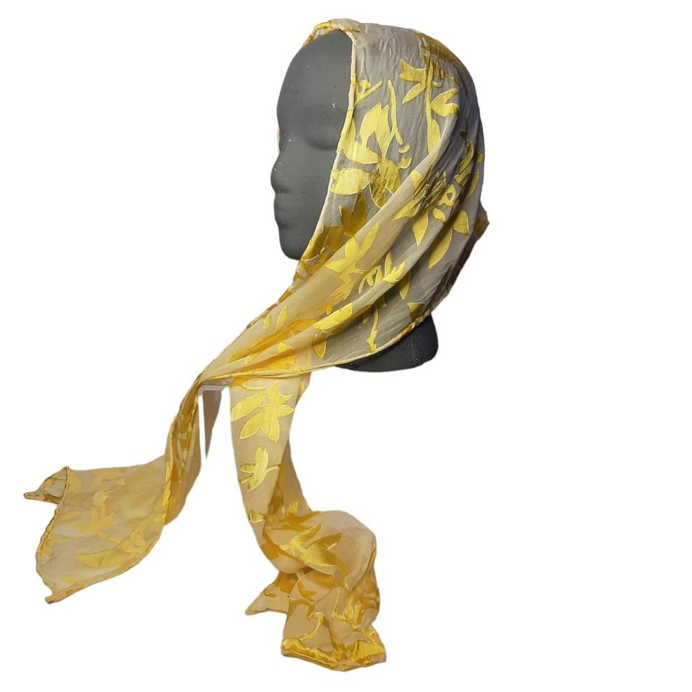 Hand Dyed Scarf Golden Yellow Leaves Spring Easter Mother's Day Wedding NEW